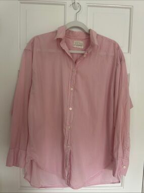 J. Crew Pink Sheer Button-Front Blouse